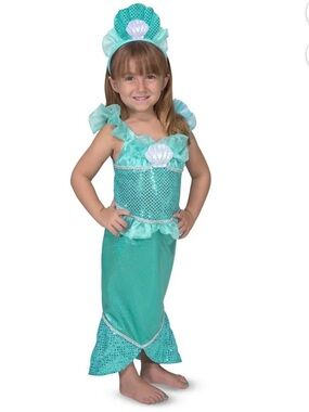 Melissa and Doug Teal Mermaid Costume Dress with Shell Headband - Kids